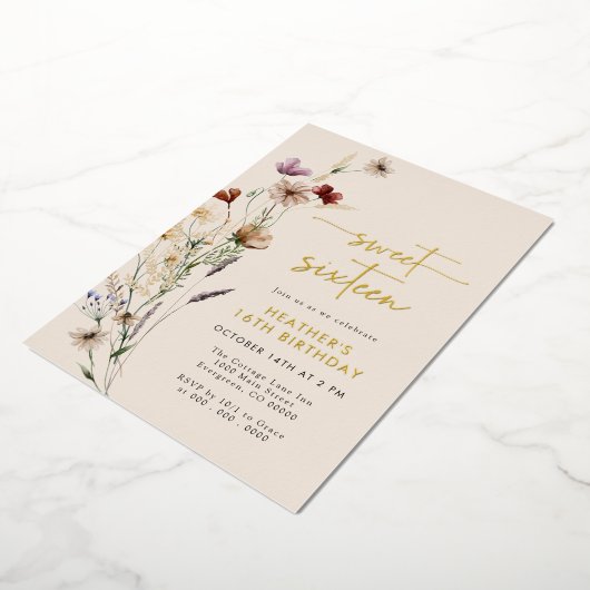 Sweet Sixteen Folie Invitation Folie Uitnodiging (Gedraaid)