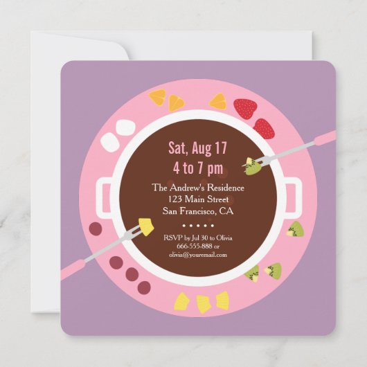 Sweet Sixteen Fondue Girls Verjaardagsfeestje Kaart (Achterkant)