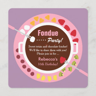 Sweet Sixteen Fondue Meisjes Verjaardagsfeestje Kaart