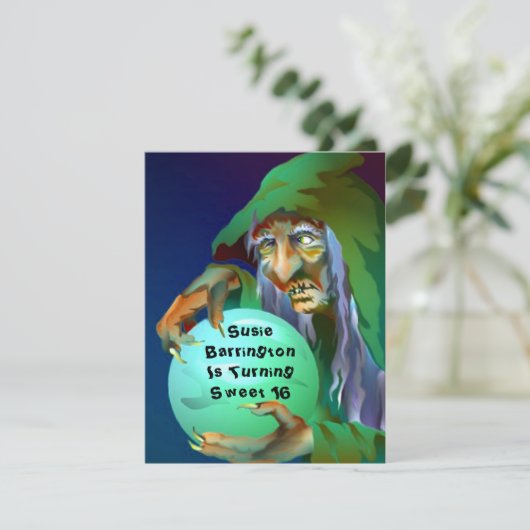 SWEET SIXTEEN ~ FORTUNE-TELLING ARTIJ INVITATION KAART (Staand voorkant)