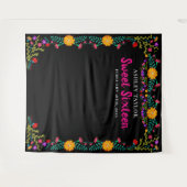 Sweet Sixteen Foto Booth Backdrop Mexicaanse Flowe Wandkleed (Voorkant (horizontaal))