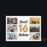 Sweet Sixteen Foto Collage Birthday Party Kaart<br><div class="desc">Ideaal voor een zoete zestienjarige verjaardagsfeestdag - deze nummer 16 gouden ballonverjaardagsuitnodiging is voorzien van een zesfotocollage met "zoete zestien" op het lettertype. Voeg je partijgegevens toe aan de achterkant en stuur je een brief naar familie en vrienden, en vraag hen om mee te doen om je meisje en haar...</div>