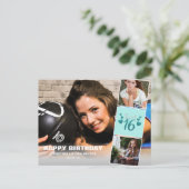 Sweet Sixteen foto Collage Turquoise Glitter Briefkaart (Staand voorkant)