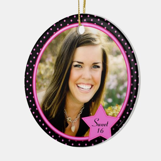 Sweet Sixteen-fotoornament Keramisch Ornament (Links)