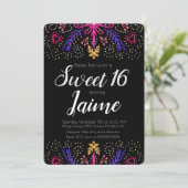 Sweet Sixteen Fun Dotted Floral Chic Kaart (Staand voorkant)