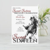 Sweet Sixteen Galloping Horse Birthday Party Kaart (Staand voorkant)