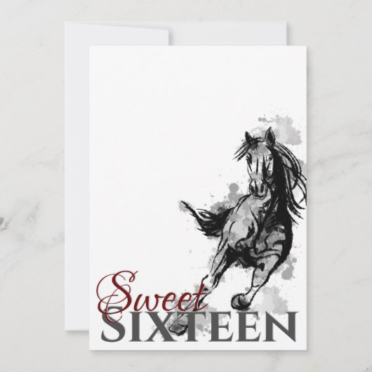 Sweet Sixteen Galloping Horse Birthday Party Kaart (Achterkant)