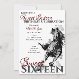 Sweet Sixteen Galloping Horse Birthday Party Kaart