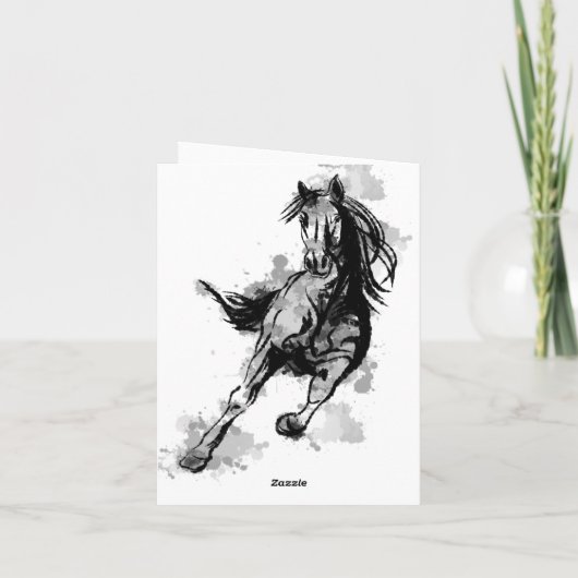 Sweet Sixteen Galloping Horse Sketch Birthday Bedankkaart (Achterkant)