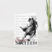 Sweet Sixteen Galloping Horse Sketch Birthday Bedankkaart (Voorkant)