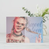 Sweet Sixteen Girly Script zette je eigen foto Kaart (Staand voorkant)