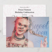 Sweet Sixteen Girly Script zette je eigen foto Kaart (Voorkant / Achterkant)