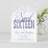 Sweet Sixteen, Glam Glitter Invitter Kaart (Staand voorkant)