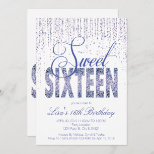 Sweet Sixteen, Glam Glitter Invitter Kaart