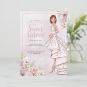 Sweet Sixteen Glamor Girl Birthday Uitnodiging (Staand voorkant)