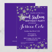 Sweet Sixteen Glitter Star Birthday Uitnodiging (Voorkant / Achterkant)