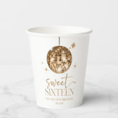 Sweet Sixteen Gold Disco Ball 16e verjaardagsfeest Papieren Bekers (Achterkant)