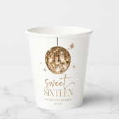 Sweet Sixteen Gold Disco Ball 16e verjaardagsfeest Papieren Bekers (Voorkant)