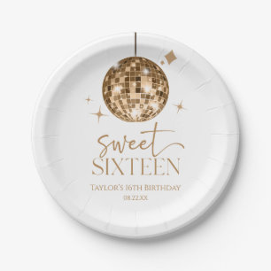 Sweet Sixteen Gold Disco Ball 16e verjaardagsfeest Papieren Bordje