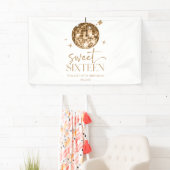 Sweet Sixteen Gold Disco Ball 16e verjaardagsfeest Spandoek (Insitu)