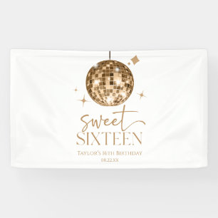Sweet Sixteen Gold Disco Ball 16e verjaardagsfeest Spandoek