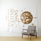 Sweet Sixteen Gold Disco Ball 16e verjaardagsfeest Wandkleed (In Situ (horizontaal))