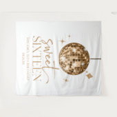 Sweet Sixteen Gold Disco Ball 16e verjaardagsfeest Wandkleed (Voorkant (horizontaal))