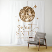 Sweet Sixteen Gold Disco Ball 16e verjaardagsfeest Wandkleed (In situ)