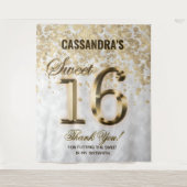 Sweet Sixteen Gold Faux Folie Glitter Tapestry Wandkleed (Voorkant)