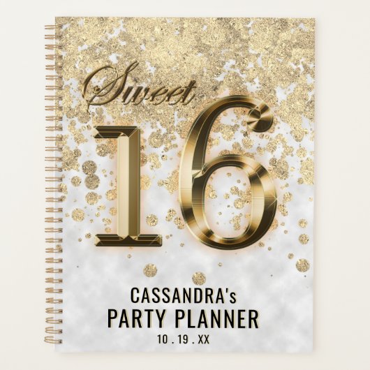 Sweet Sixteen Gold Faux Folie Planner (Voorkant)