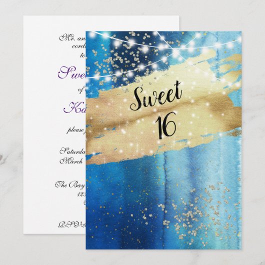 Sweet Sixteen Gold Foil Diamonds Kaart (Voorkant / Achterkant)