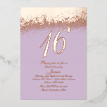 Sweet Sixteen Gold geperste glitter Lavender Folie Uitnodiging<br><div class="desc">Sweet 16 Uitnodigingen met Echte Folie Glitter Lavender</div>