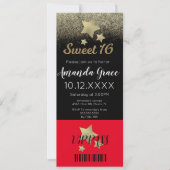 Sweet Sixteen Gold Glitter Movie Star Red-tapijt Kaart (Voorkant)