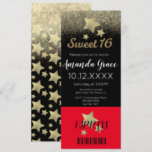 Sweet Sixteen Gold Glitter Movie Star Red-tapijt Kaart