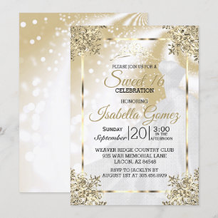 Sweet Sixteen Gold met Princess Gown Kaart