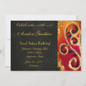 Sweet Sixteen Gold Scroll All Occasion Invitation Kaart (Voorkant)