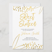Sweet Sixteen Gold White, 16e verjaardag Uitnodigi Kaart (Voorkant)