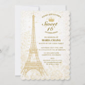 Sweet Sixteen: gouden Eiffeltoren en bloemaccent Kaart (Voorkant)