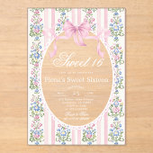 Sweet Sixteen Grandmillen Coqueete Boog Verjaardag Acryl Uitnodigingen (Voorkant)