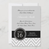 SWEET SIXTEEN GRAY ZIG ZAG CHEVRON PATTERN KAART (Achterkant)