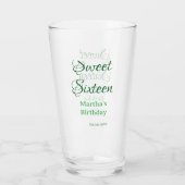Sweet Sixteen green name date calligraphy boho ret Glas (Achterkant)