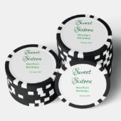 Sweet Sixteen green name date calligraphy boho ret Poker Chips (Opstapeling)