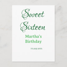 Sweet Sixteen groene naam datum kalligrafie boho r