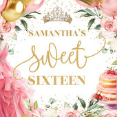 Sweet Sixteen Guest Book Blush Gold Glitter Gastenboek