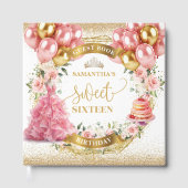 Sweet Sixteen Guest Book Blush Gold Glitter Gastenboek (Voorkant)