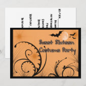 Sweet Sixteen Halloween Costume Party Invitation Kaart (Voorkant / Achterkant)