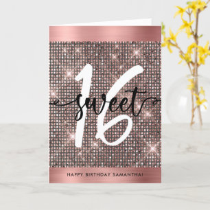 Sweet Sixteen Happy Birthday Trendy Chic Kaart