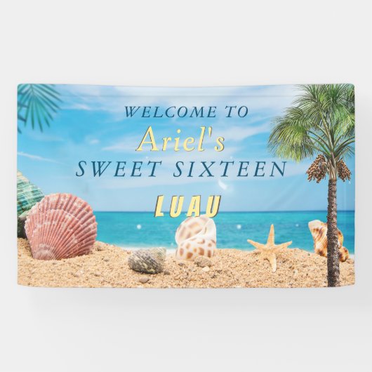 Sweet Sixteen Hawaiian Luau Spandoek (Horizontaal)
