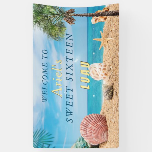 Sweet Sixteen Hawaiian Luau Spandoek (Verticaal)