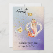 *~* SWEET SIXTEEN Heart Mermaid Pearl 16 Birthday Kaart (Voorkant)